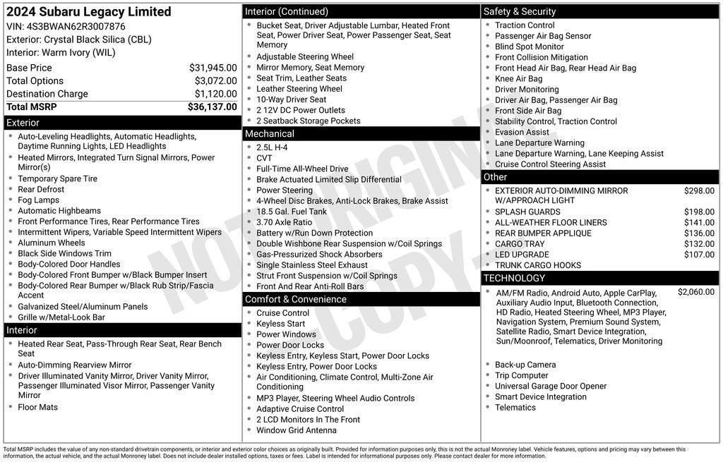 2024 Subaru Legacy Limited