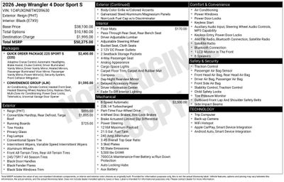 2026 Jeep Wrangler WRANGLER 4-DOOR SPORT S