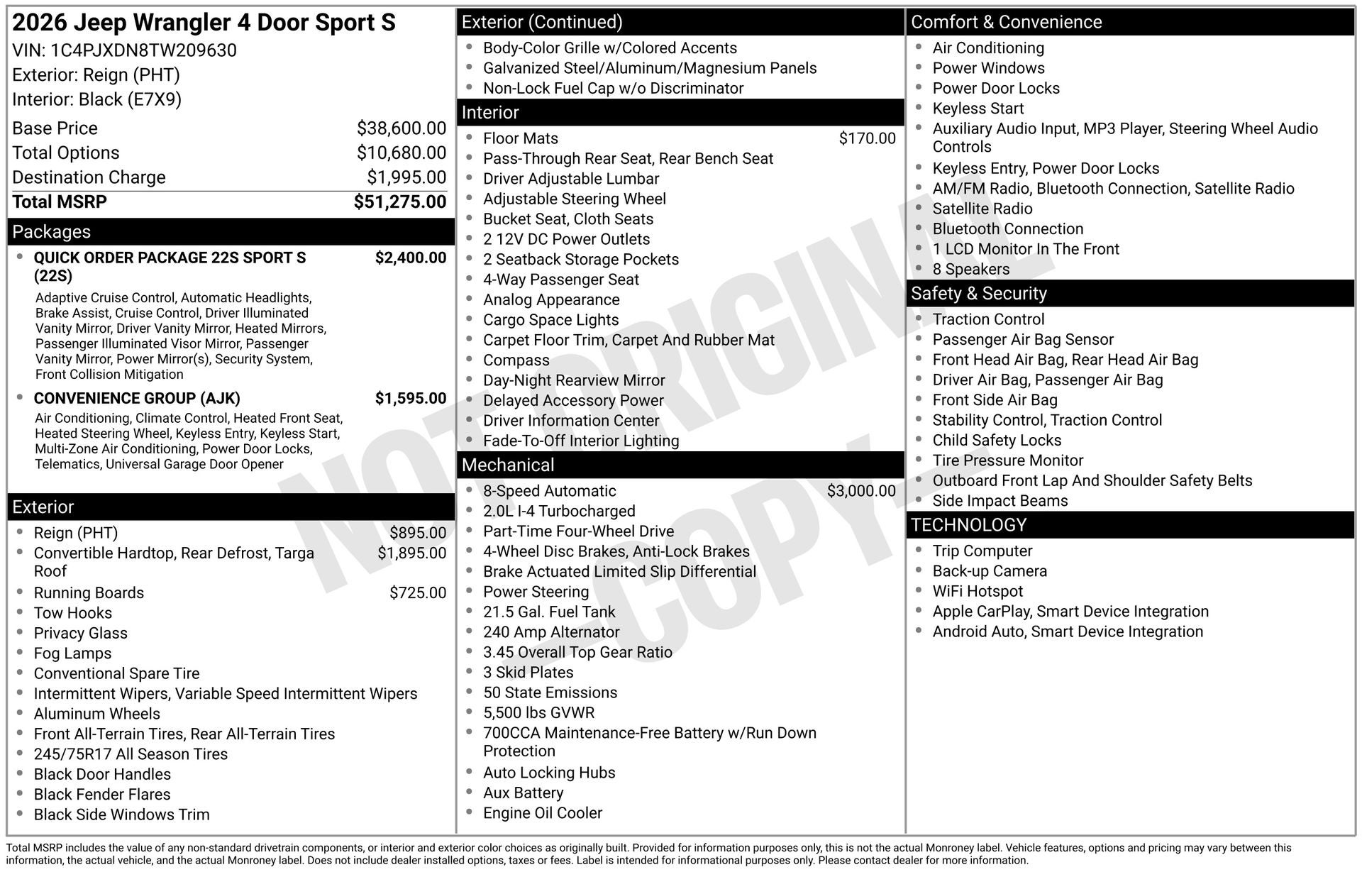 2026 Jeep Wrangler WRANGLER 4-DOOR SPORT S
