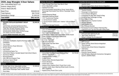 2026 Jeep Wrangler WRANGLER 4-DOOR SAHARA