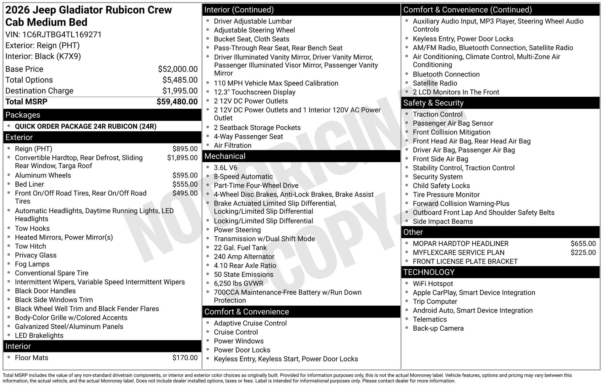 2026 Jeep Gladiator GLADIATOR RUBICON 4X4
