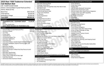 2025 RAM Ram 1500 RAM 1500 TRADESMAN QUAD CAB 4X4 6'4' BOX