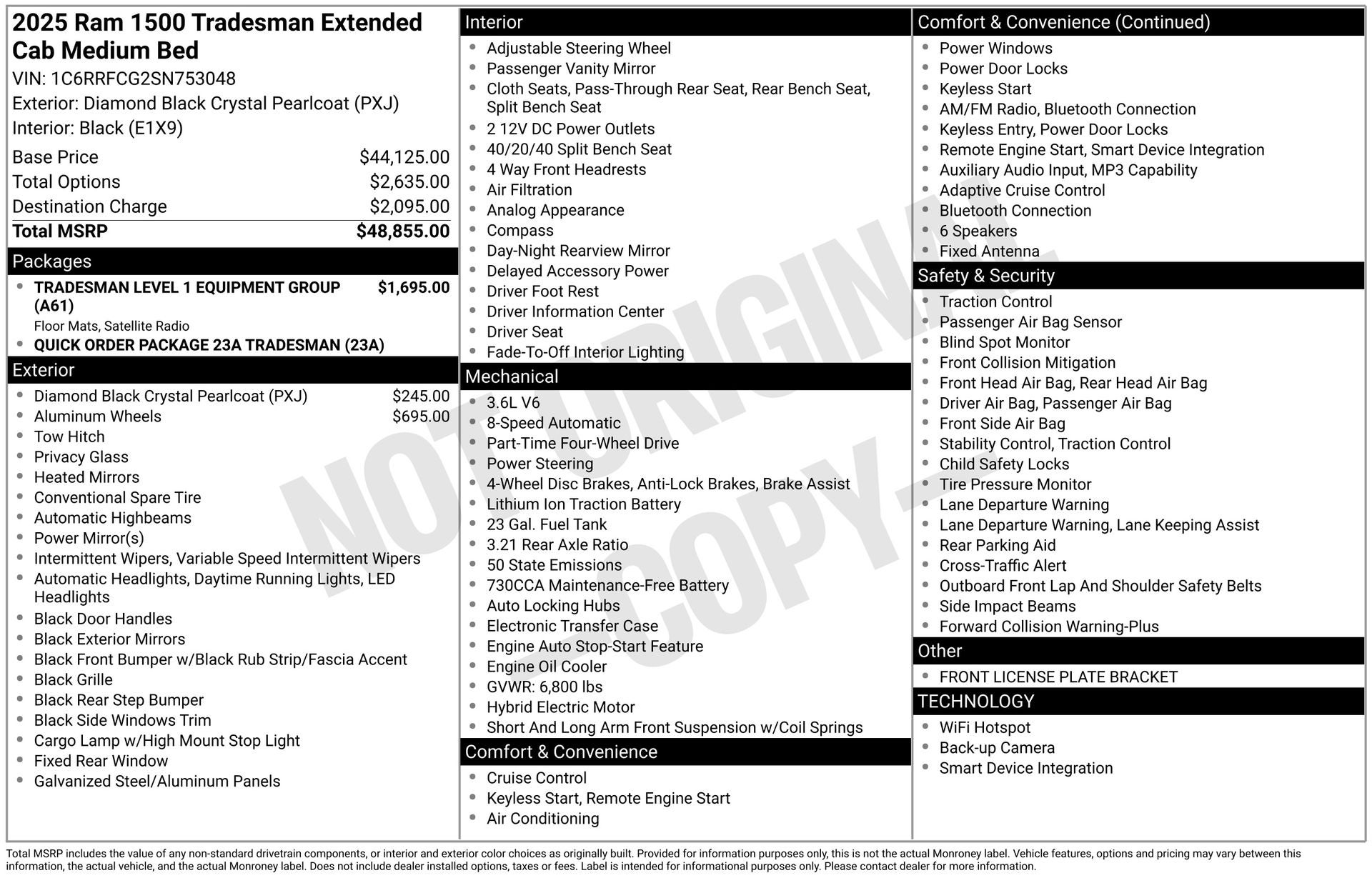 2025 RAM Ram 1500 RAM 1500 TRADESMAN QUAD CAB 4X4 6'4' BOX