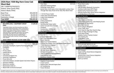 2026 RAM Ram 1500 RAM 1500 BIG HORN CREW CAB 4X4 5'7' BOX