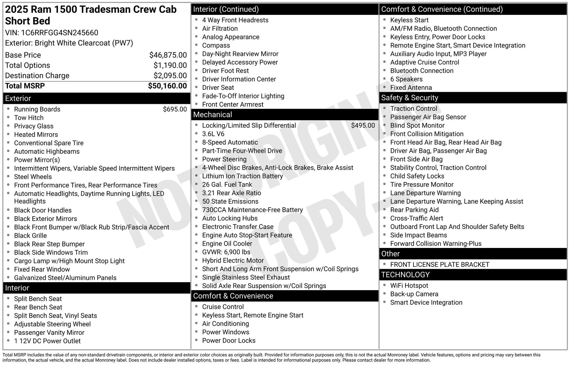2025 RAM 1500 Tradesman Crew Cab 4x4 5'7' Box