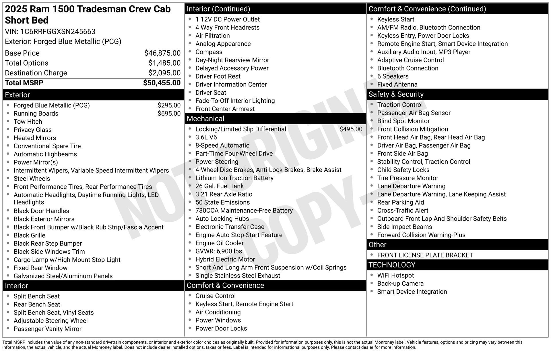 2025 RAM 1500 Tradesman Crew Cab 4x4 5'7' Box