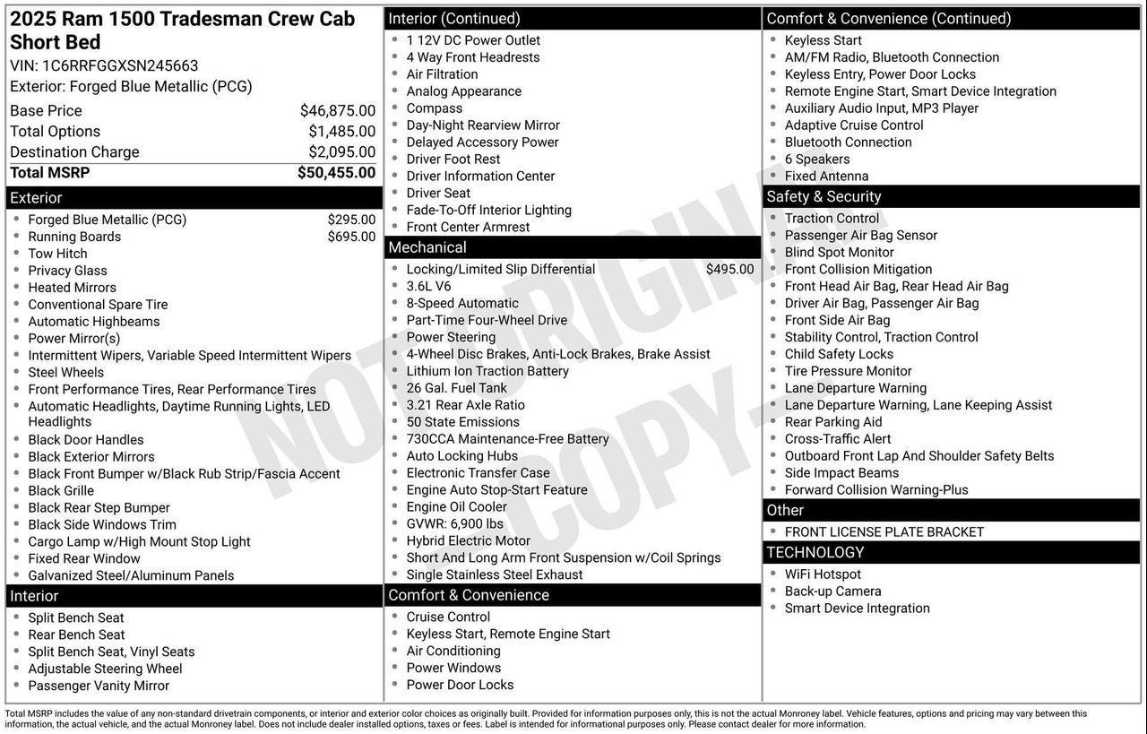 2025 RAM 1500 Tradesman Crew Cab 4x4 5'7' Box