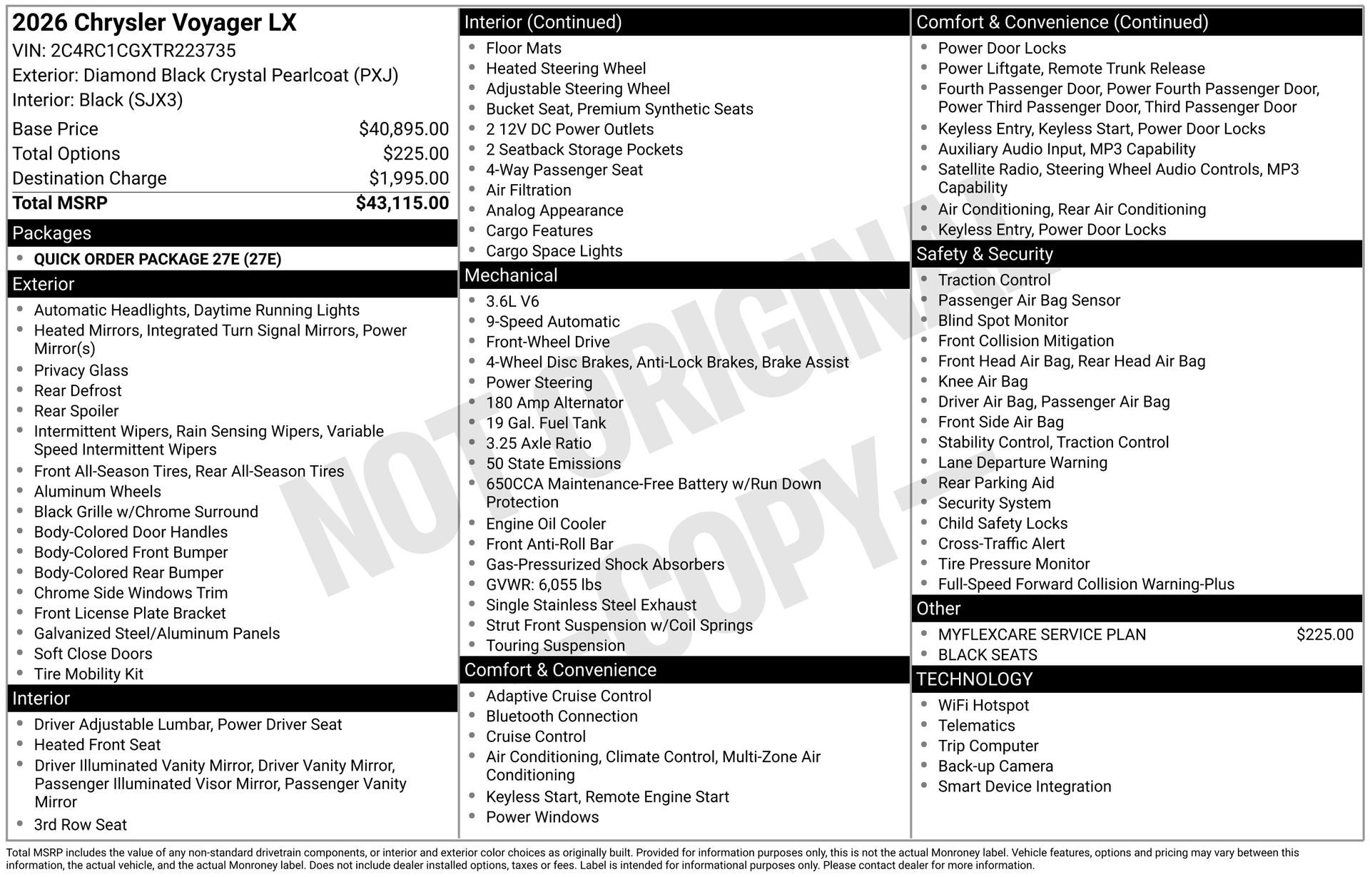 2026 Chrysler Voyager VOYAGER LX