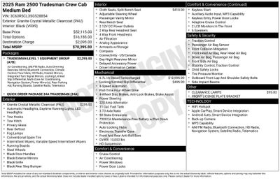 2025 RAM Ram 2500 RAM 2500 TRADESMAN CREW CAB 4X4 6'4' BOX