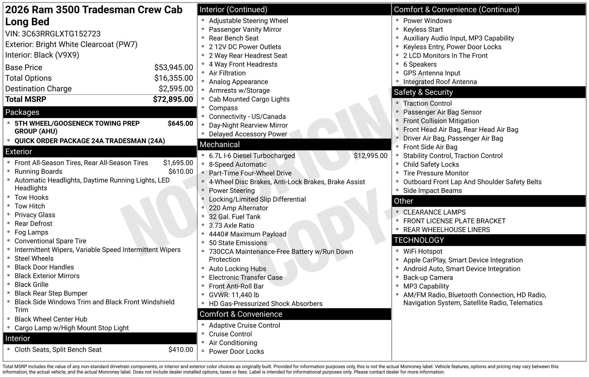 2026 RAM Ram 3500 RAM 3500 TRADESMAN CREW CAB 4X4 8' BOX