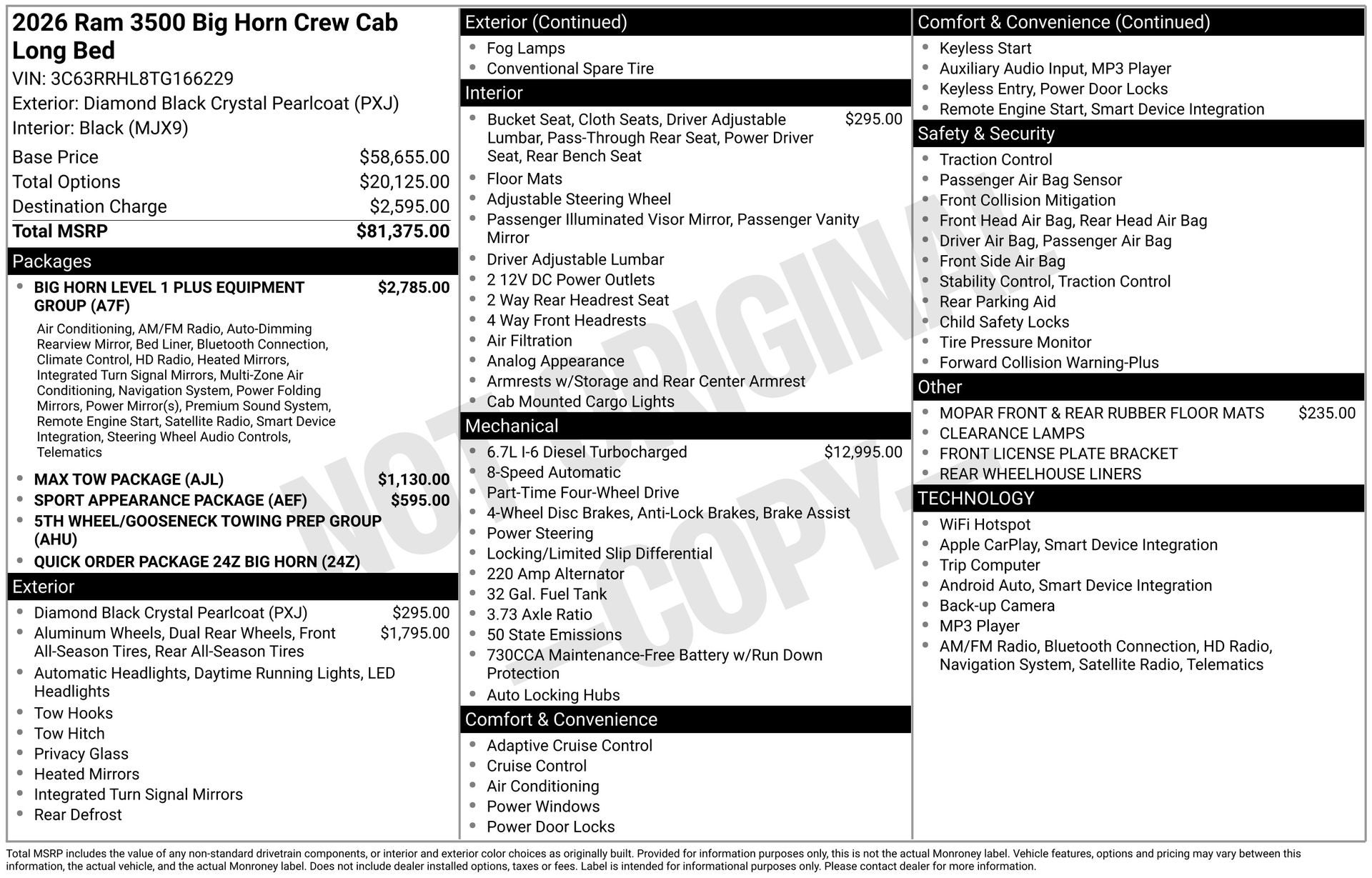 2026 RAM Ram 3500 RAM 3500 BIG HORN CREW CAB 4X4 8' BOX