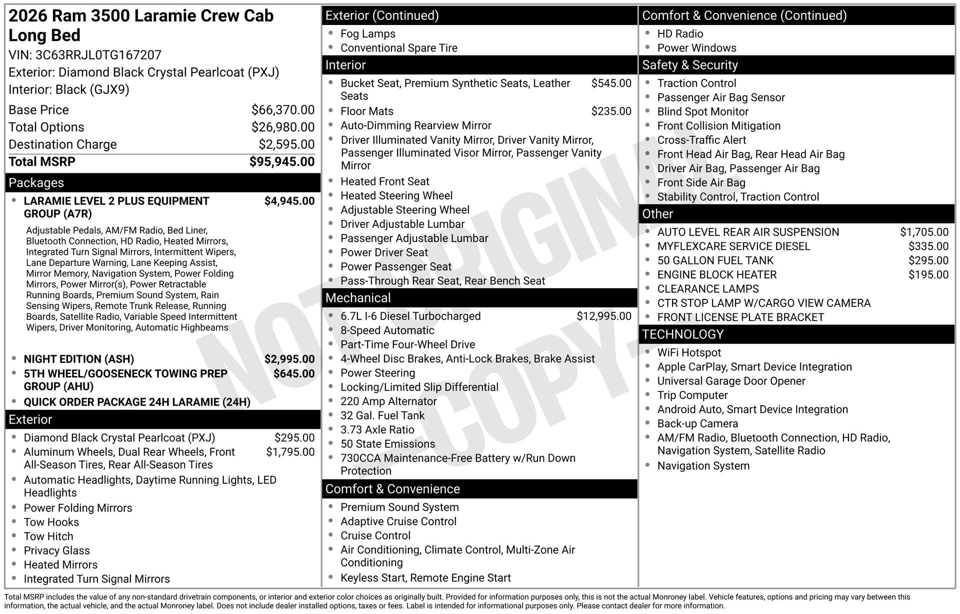 2026 RAM Ram 3500 RAM 3500 LARAMIE CREW CAB 4X4 8' BOX