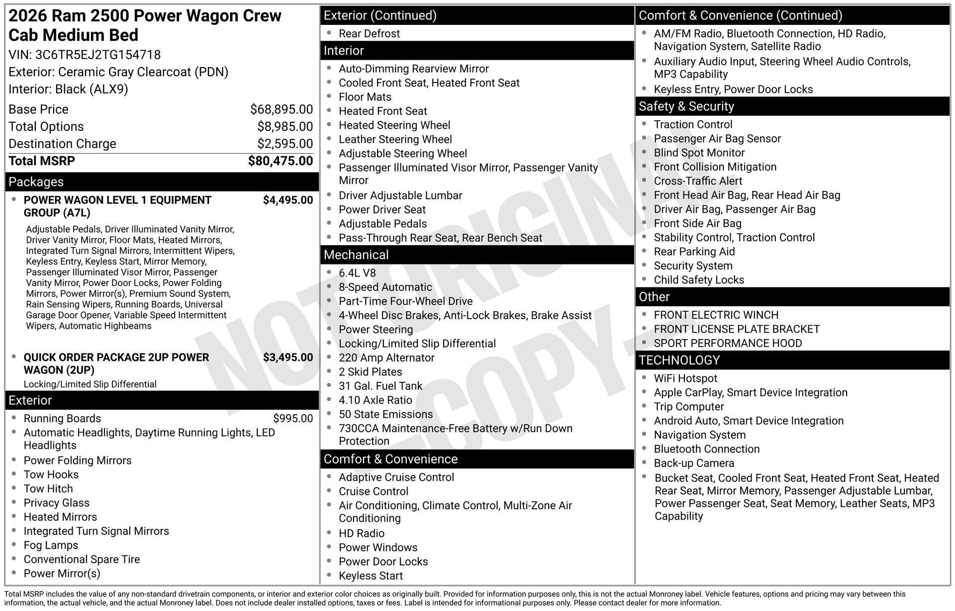 2026 RAM Ram 2500 RAM 2500 POWER WAGON CREW CAB 4X4 6'4' BOX
