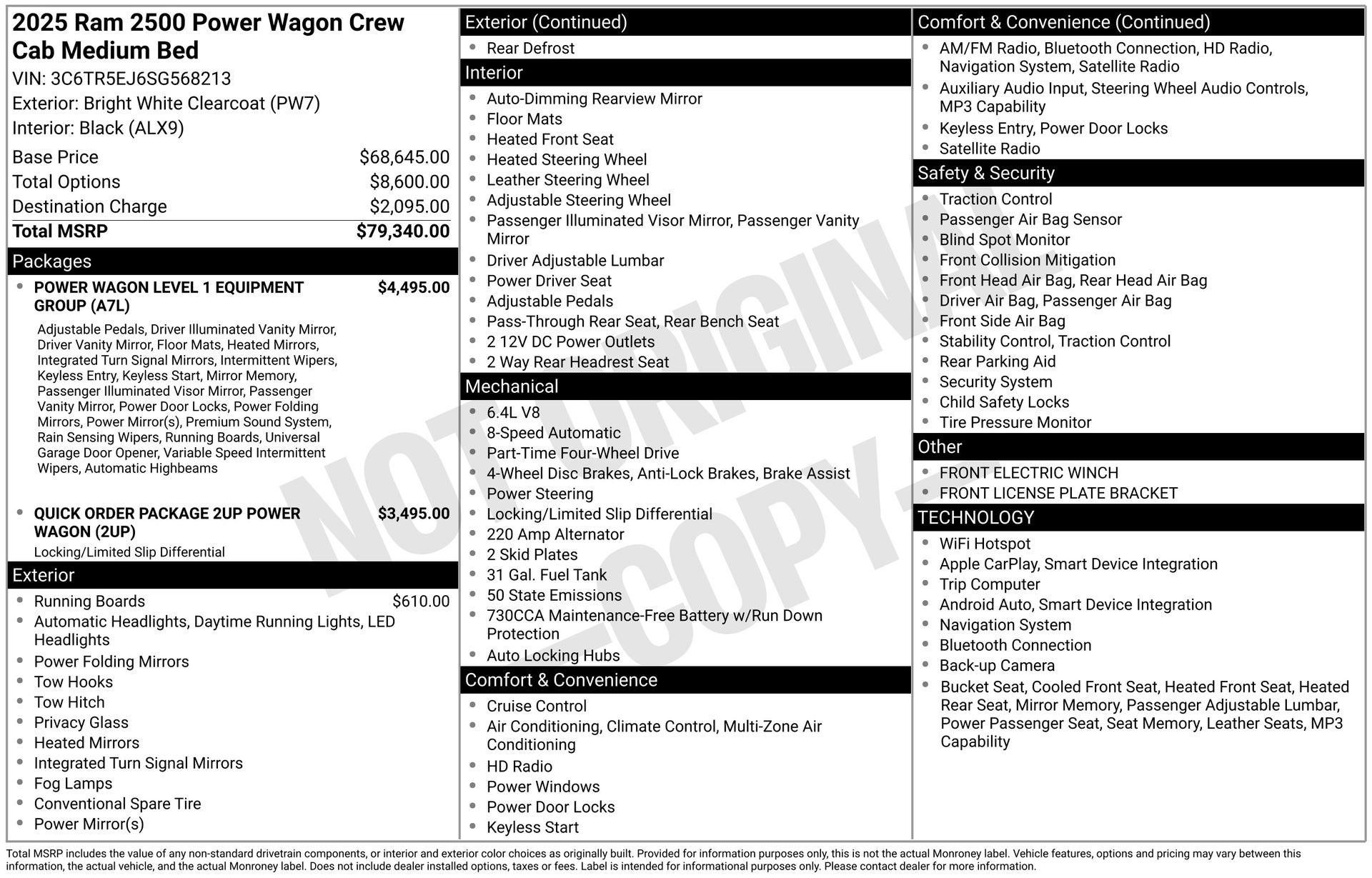 2025 RAM Ram 2500 RAM 2500 POWER WAGON CREW CAB 4X4 6'4' BOX