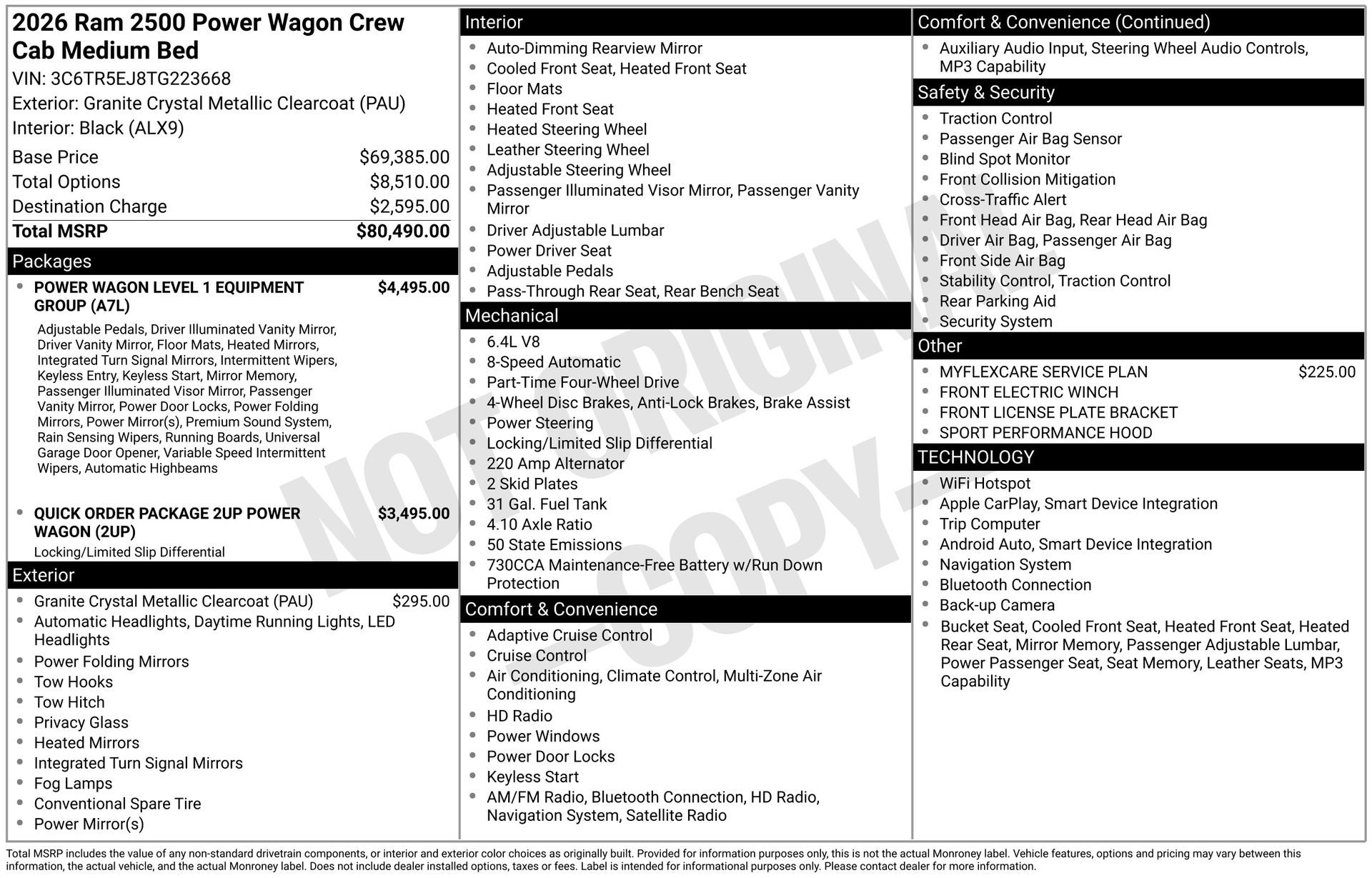 2026 RAM Ram 2500 RAM 2500 POWER WAGON CREW CAB 4X4 6'4' BOX