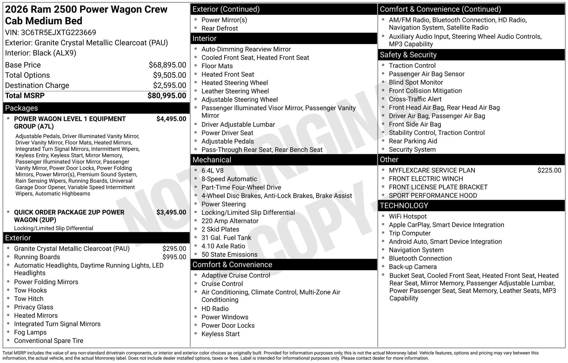 2026 RAM Ram 2500 RAM 2500 POWER WAGON CREW CAB 4X4 6'4' BOX