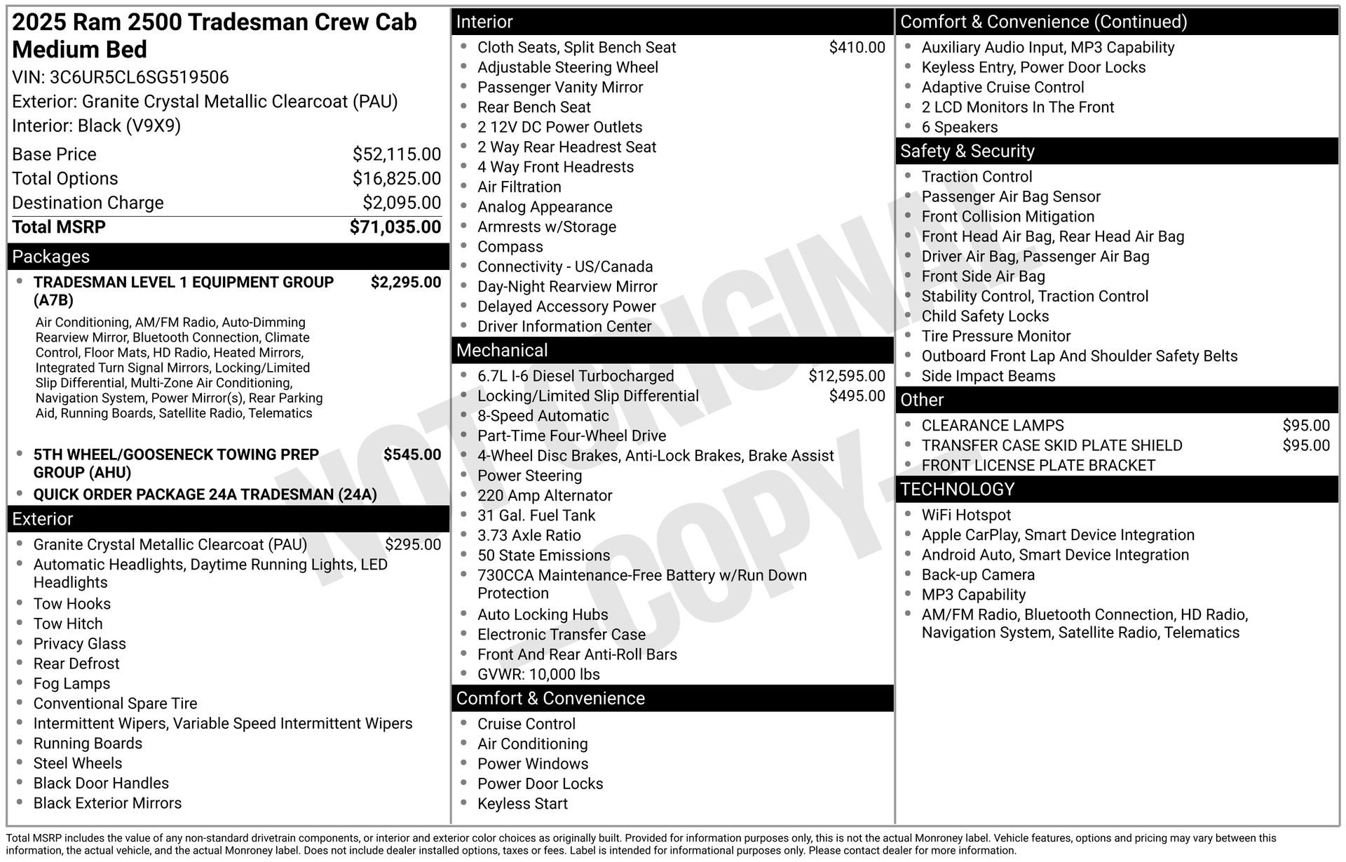 2025 RAM Ram 2500 RAM 2500 TRADESMAN CREW CAB 4X4 6'4' BOX