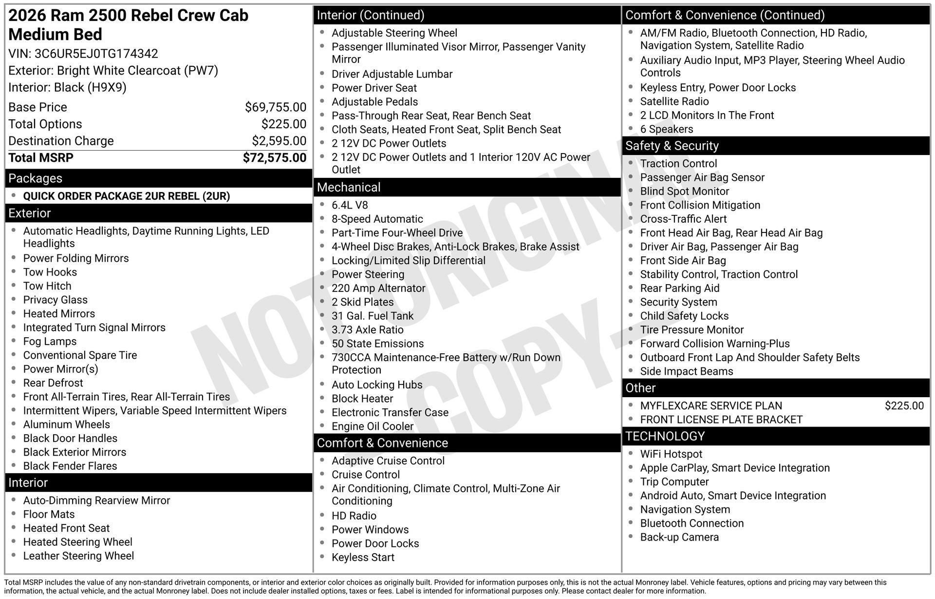 2026 RAM Ram 2500 RAM 2500 REBEL CREW CAB 4X4 6'4' BOX