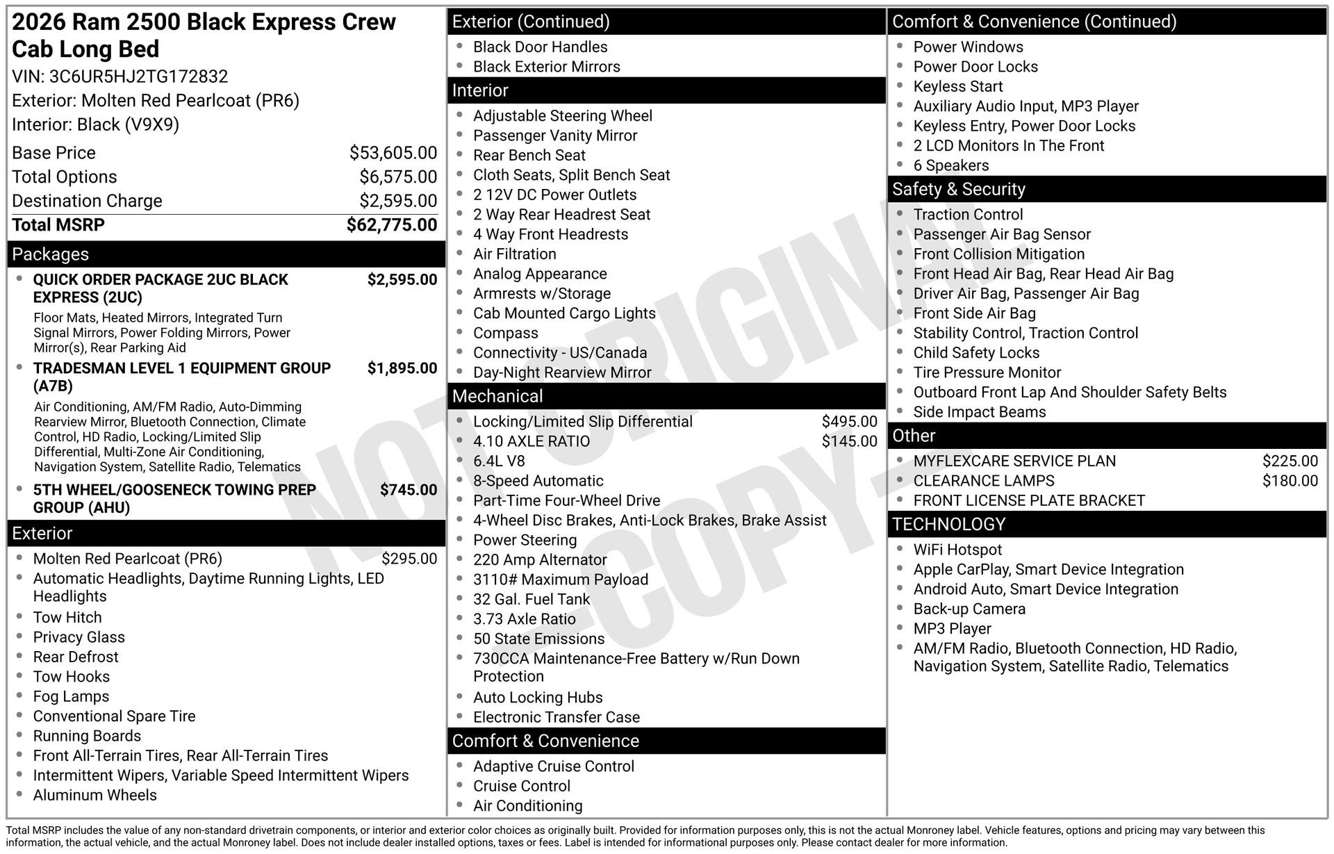 2026 RAM Ram 2500 RAM 2500 BLACK EXPRESS CREW CAB 4X4 8' BOX