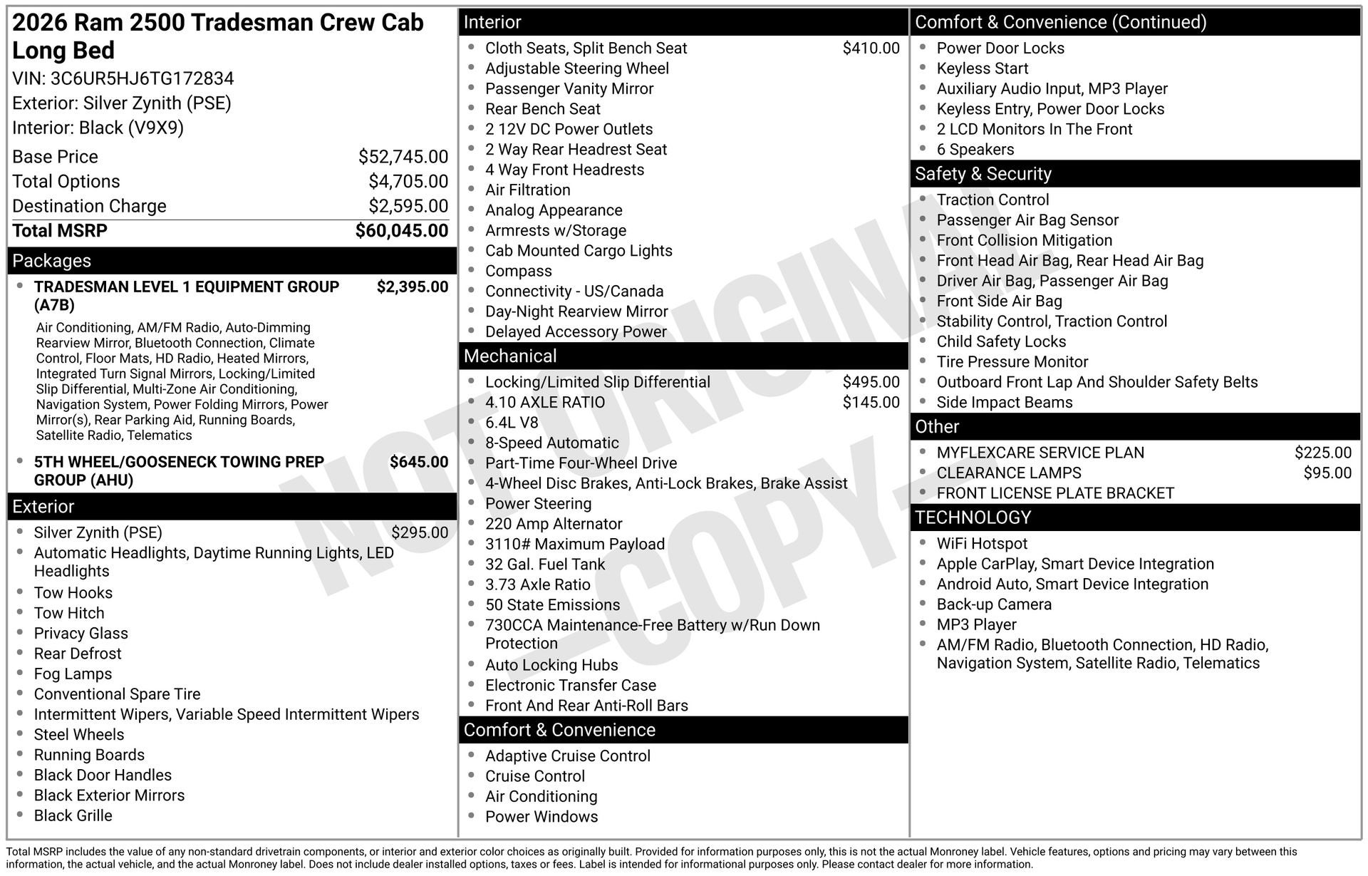 2026 RAM Ram 2500 RAM 2500 BLACK EXPRESS CREW CAB 4X4 8' BOX