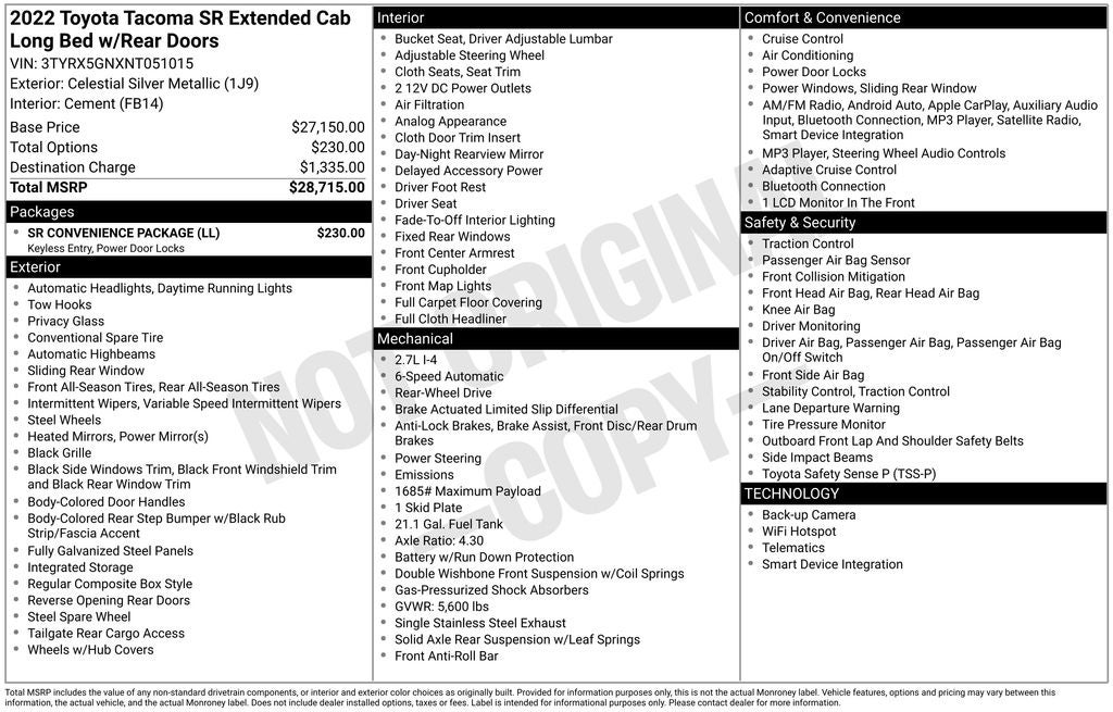 2022 Toyota Tacoma SR