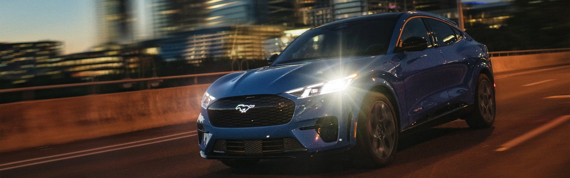 ford mustang mach-e driving at night