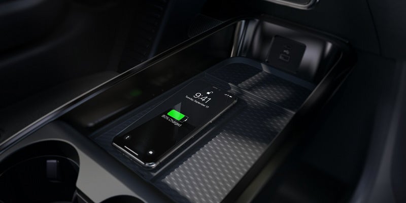 phone charging wirelessly inside the ford mustang mach-e