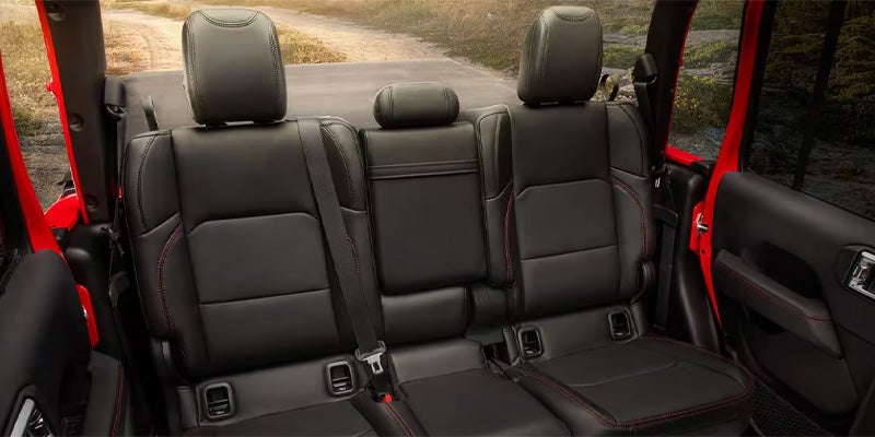 View of the rear seating row inside the Jeep Gladiator pickup truck