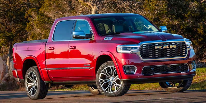Red Ram 1500 truck driving off-road